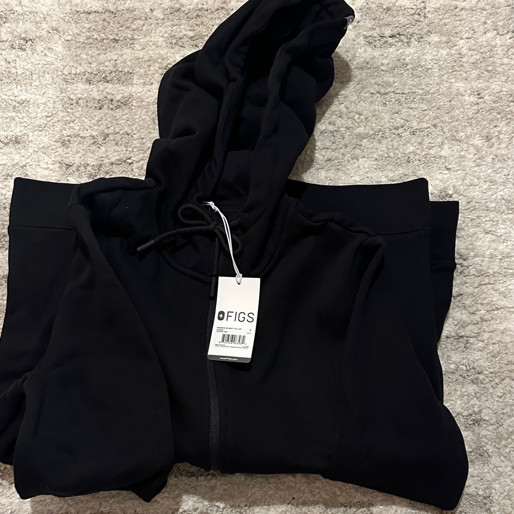 FIGS Black Full-Zip Hoodie